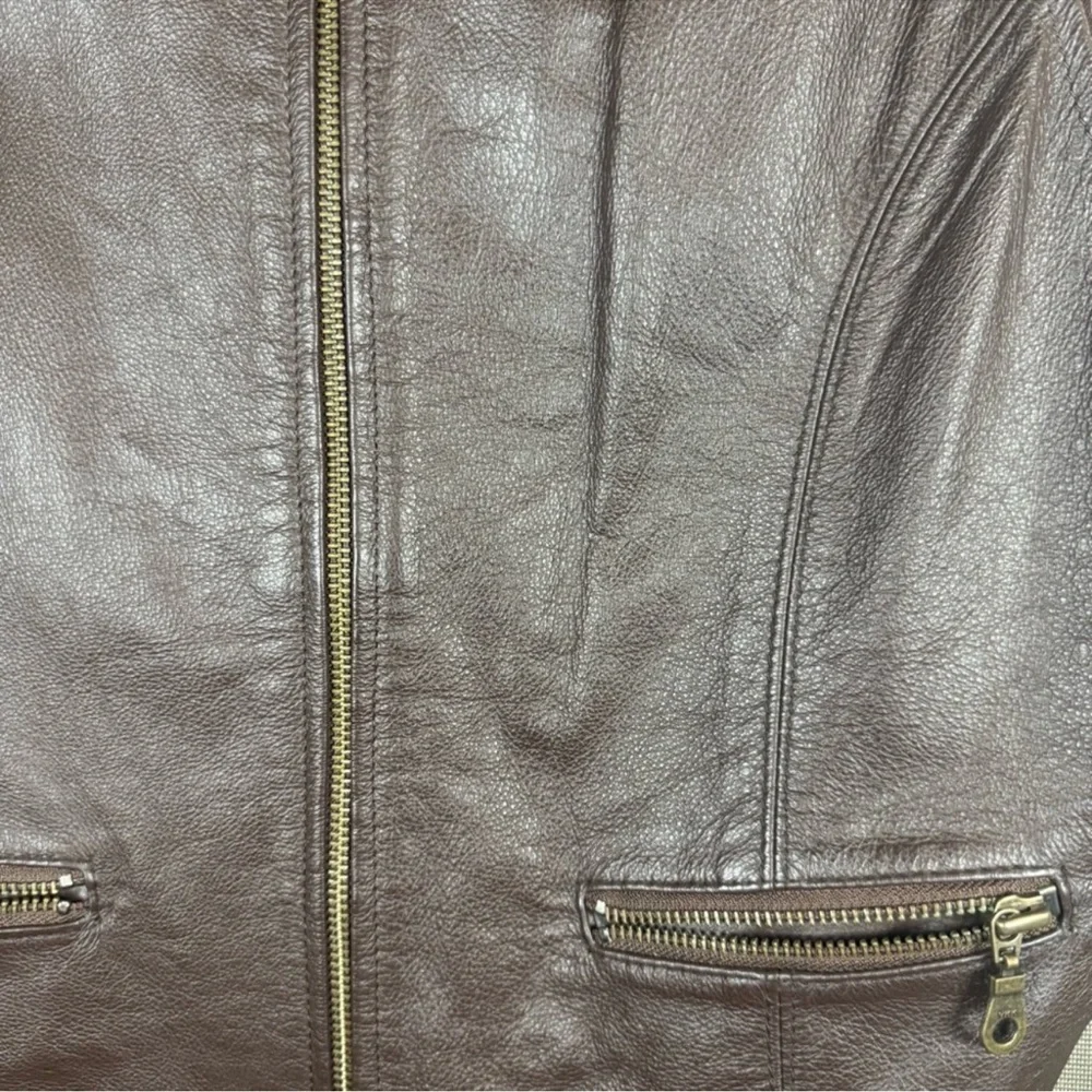 Jennifer Moore Dark Brown Leather Zip Vest - Picture 5 of 8